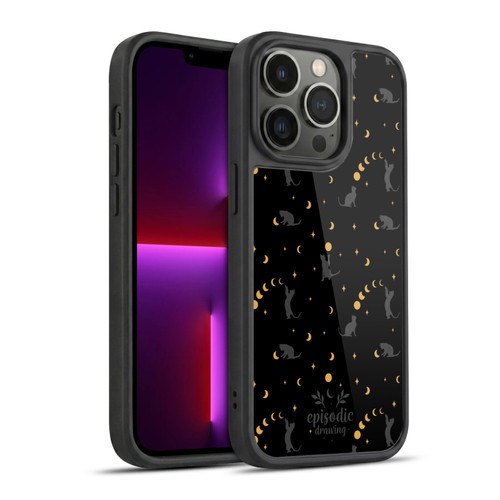 Episodic Drawing Spooky Patterns Black Cat Gel Armour Case For Apple iPhone 13 Pro
