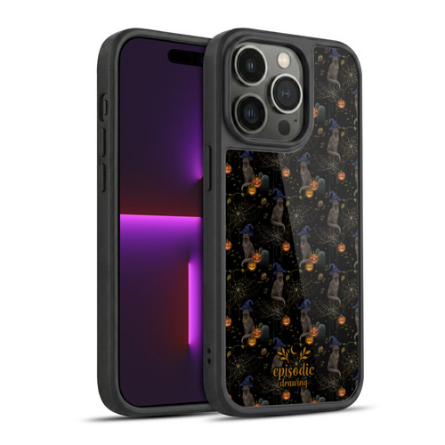 Episodic Drawing Spooky Patterns Cat's Halloween Hat Gel Armour Case For Apple iPhone 14 Pro