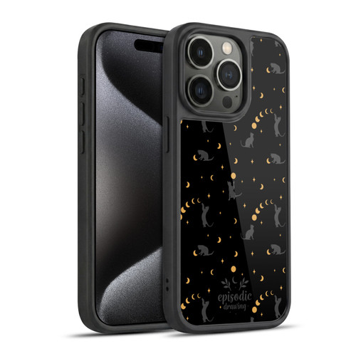 Episodic Drawing Spooky Patterns Black Cat Gel Armour Case For Apple iPhone 15 Pro