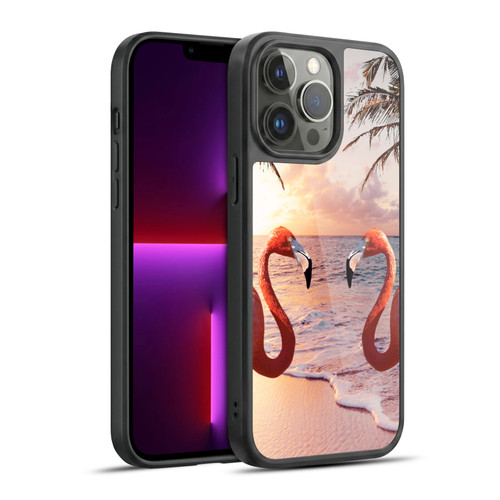 Random Galaxy Mixed Designs Flamingos & Palm Trees Gel Armour Case For Apple iPhone 13 Pro Max