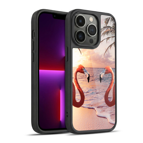 Random Galaxy Mixed Designs Flamingos & Palm Trees Gel Armour Case For Apple iPhone 13 Pro