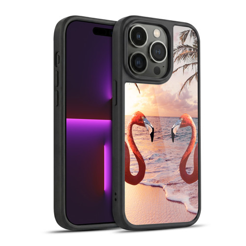 Random Galaxy Mixed Designs Flamingos & Palm Trees Gel Armour Case For Apple iPhone 14 Pro