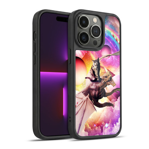 Random Galaxy Mixed Designs Space Dragon & Cat Gel Armour Case For Apple iPhone 14 Pro