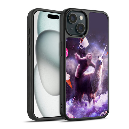 Random Galaxy Mixed Designs Sloth Riding Unicorn Gel Armour Case For Apple iPhone 15