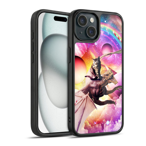 Random Galaxy Mixed Designs Space Dragon & Cat Gel Armour Case For Apple iPhone 15