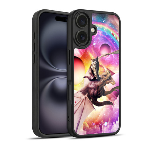 Random Galaxy Mixed Designs Space Dragon & Cat Gel Armour Case For Apple iPhone 16