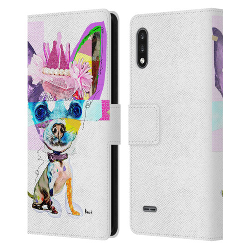 Michel Keck Animal Collage Chihuahua Leather Book Wallet Case Cover For LG K22