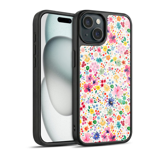 Ninola Colourful Prints Pink Floral Gel Armour Case For Apple iPhone 15