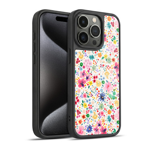 Ninola Colourful Prints Pink Floral Gel Armour Case For Apple iPhone 15 Pro