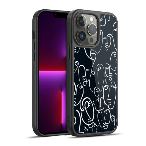 Ninola Freeform Patterns Faces Lineart Gel Armour Case For Apple iPhone 13 Pro Max