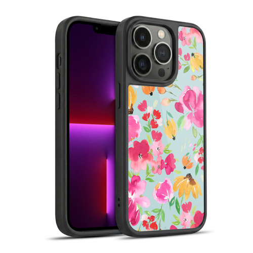 Ninola Spring Floral Flowers Blue Gel Armour Case For Apple iPhone 13 Pro