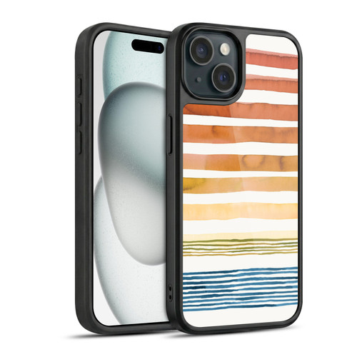 Ninola Watercolor Patterns Stripes Sunset Summer Gel Armour Case For Apple iPhone 15