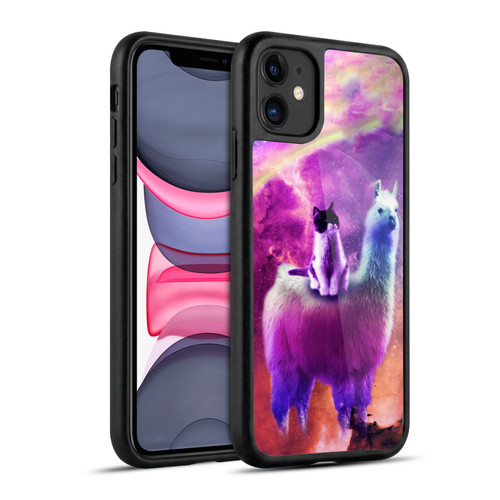 Random Galaxy Space Llama Purple Galaxy Cat Gel Armour Case For Apple iPhone 11