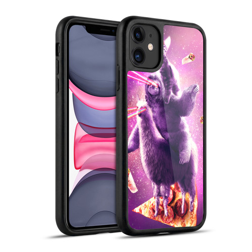 Random Galaxy Space Llama Sloth & Cat Lazer Eyes 2 Gel Armour Case For Apple iPhone 11