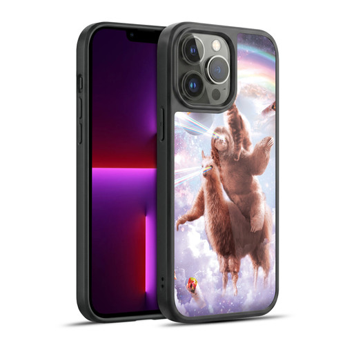 Random Galaxy Space Llama Sloth & Cat Lazer Eyes Gel Armour Case For Apple iPhone 13 Pro Max