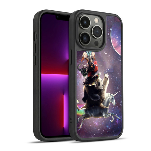 Random Galaxy Space Llama Unicorn Space Ride Gel Armour Case For Apple iPhone 13 Pro