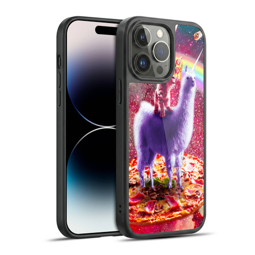 Random Galaxy Space Llama Rainbow Lazer Cat & Pizza Gel Armour Case For Apple iPhone 14 Pro Max