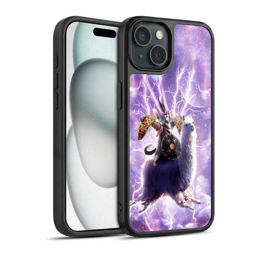 Random Galaxy Space Llama Lazer Cat & Tacos Gel Armour Case For Apple iPhone 15