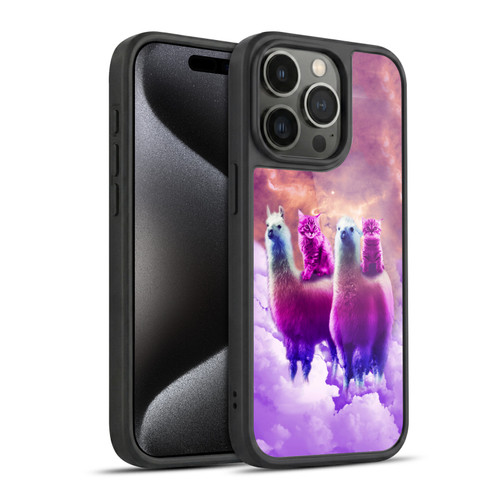 Random Galaxy Space Llama Galaxy Purple Cat Gel Armour Case For Apple iPhone 15 Pro