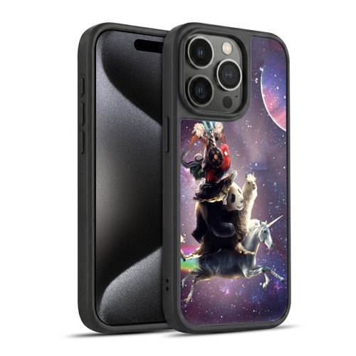 Random Galaxy Space Llama Unicorn Space Ride Gel Armour Case For Apple iPhone 15 Pro
