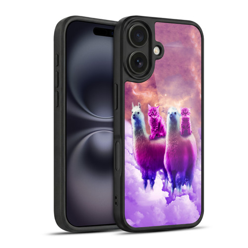 Random Galaxy Space Llama Galaxy Purple Cat Gel Armour Case For Apple iPhone 16