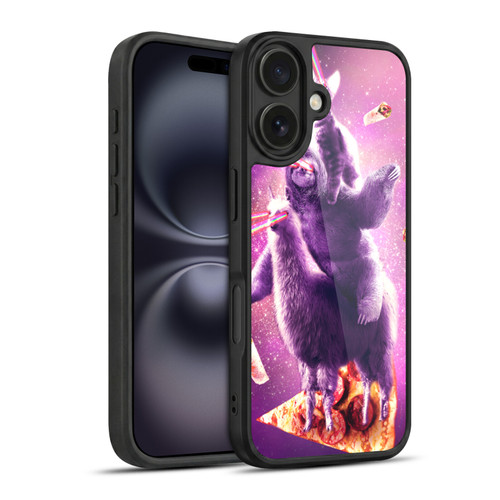 Random Galaxy Space Llama Sloth & Cat Lazer Eyes 2 Gel Armour Case For Apple iPhone 16