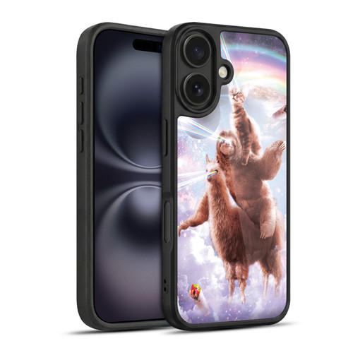 Random Galaxy Space Llama Sloth & Cat Lazer Eyes Gel Armour Case For Apple iPhone 16