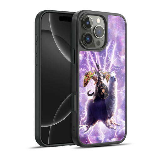 Random Galaxy Space Llama Lazer Cat & Tacos Gel Armour Case For Apple iPhone 16 Pro Max
