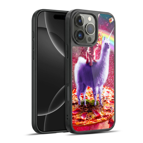 Random Galaxy Space Llama Rainbow Lazer Cat & Pizza Gel Armour Case For Apple iPhone 16 Pro Max