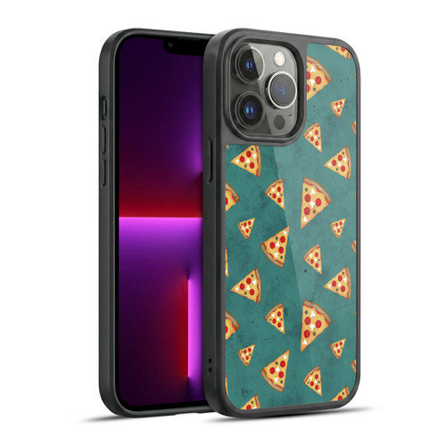 PLdesign Food Patterns Cool Fun Pizza Slices Teal Gel Armour Case For Apple iPhone 13 Pro Max