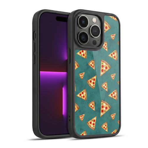 PLdesign Food Patterns Cool Fun Pizza Slices Teal Gel Armour Case For Apple iPhone 14 Pro