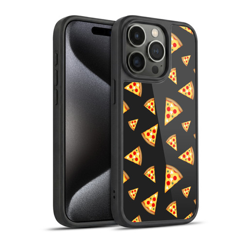 PLdesign Food Patterns Cool Fun Pizza Slices Black Gel Armour Case For Apple iPhone 15 Pro