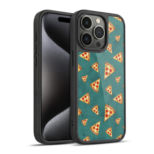 PLdesign Food Patterns Cool Fun Pizza Slices Teal Gel Armour Case For Apple iPhone 15 Pro