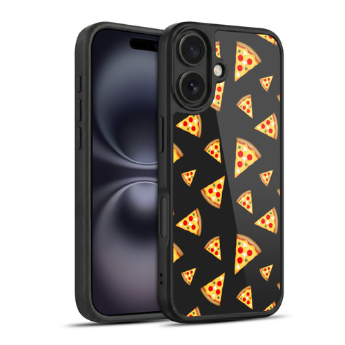 PLdesign Food Patterns Cool Fun Pizza Slices Black Gel Armour Case For Apple iPhone 16