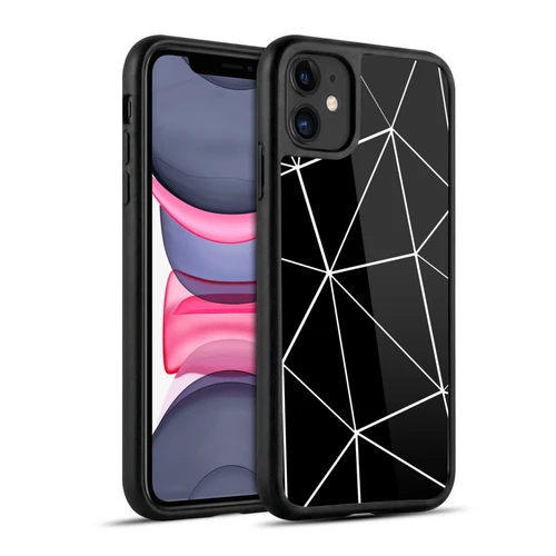 PLdesign Geometric Patterns Black Triangles White Lines Gel Armour Case For Apple iPhone 11