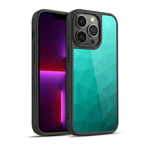 PLdesign Geometric Patterns Turquoise Gradient Mesh Gel Armour Case For Apple iPhone 13 Pro