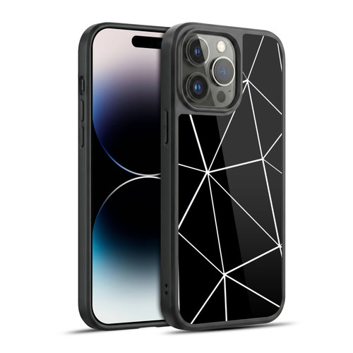PLdesign Geometric Patterns Black Triangles White Lines Gel Armour Case For Apple iPhone 14 Pro Max