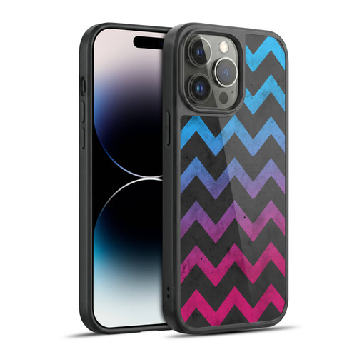 PLdesign Geometric Patterns Blue Pink Ombre Vintage Gel Armour Case For Apple iPhone 14 Pro Max