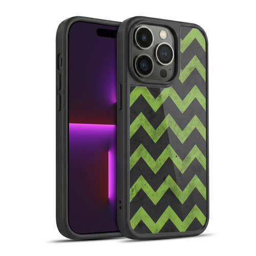PLdesign Geometric Patterns Green Gray Vintage Gel Armour Case For Apple iPhone 14 Pro