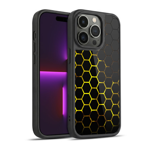 PLdesign Geometric Patterns Honeycomb Yellow Gel Armour Case For Apple iPhone 14 Pro