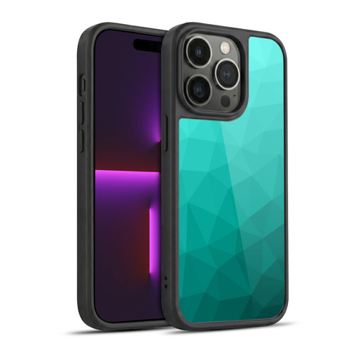 PLdesign Geometric Patterns Turquoise Gradient Mesh Gel Armour Case For Apple iPhone 14 Pro