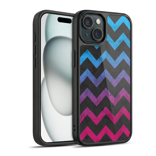 PLdesign Geometric Patterns Blue Pink Ombre Vintage Gel Armour Case For Apple iPhone 15