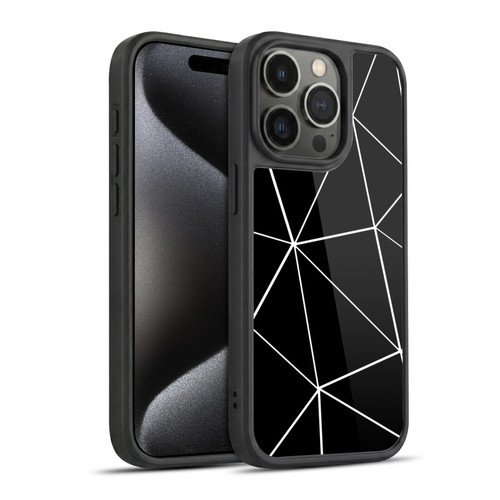 PLdesign Geometric Patterns Black Triangles White Lines Gel Armour Case For Apple iPhone 15 Pro