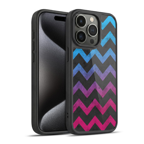 PLdesign Geometric Patterns Blue Pink Ombre Vintage Gel Armour Case For Apple iPhone 15 Pro