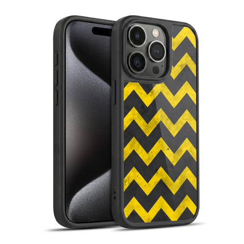 PLdesign Geometric Patterns Yellow Gray Vintage Gel Armour Case For Apple iPhone 15 Pro