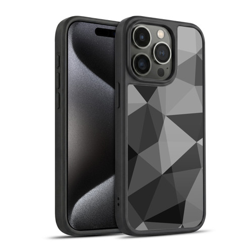 PLdesign Geometric Patterns Dark Gray Mesh Gel Armour Case For Apple iPhone 15 Pro