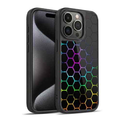 PLdesign Geometric Patterns Honeycomb Spectrum Gel Armour Case For Apple iPhone 15 Pro
