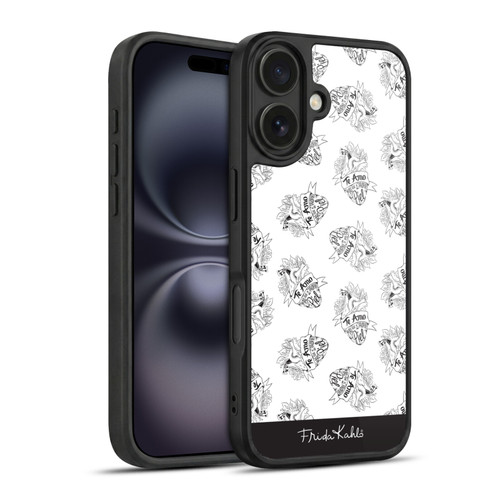 Frida Kahlo Typography White Heart Gel Armour Case For Apple iPhone 16
