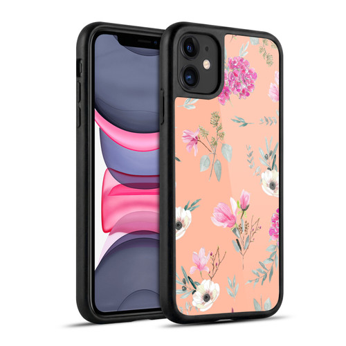 Anis Illustration Flower Pattern 2 Peach Gel Armour Case For Apple iPhone 11