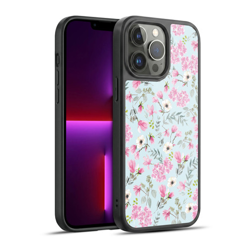 Anis Illustration Flower Pattern 2 Pink Gel Armour Case For Apple iPhone 13 Pro Max